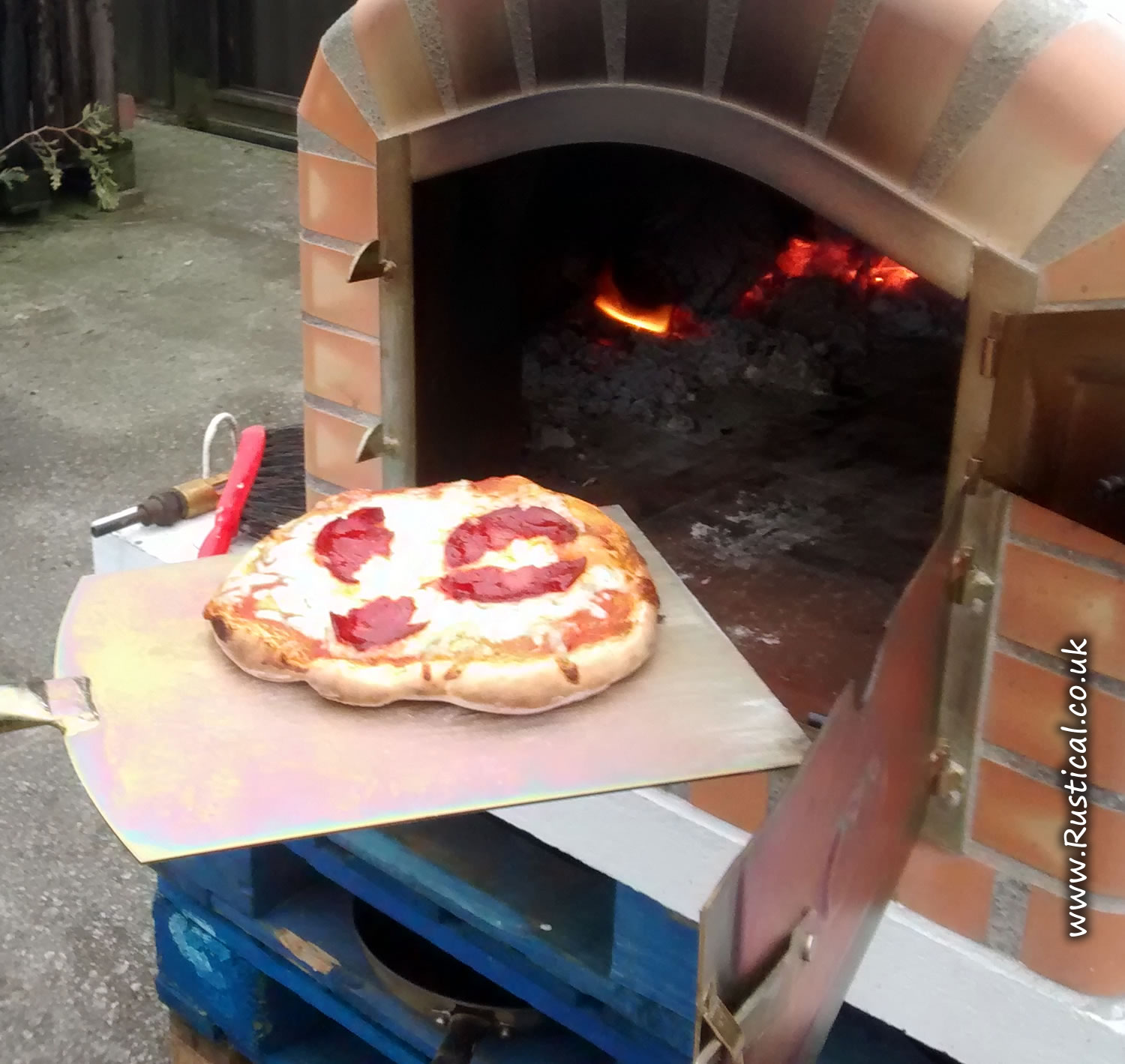 Our first wood fired home made pizza