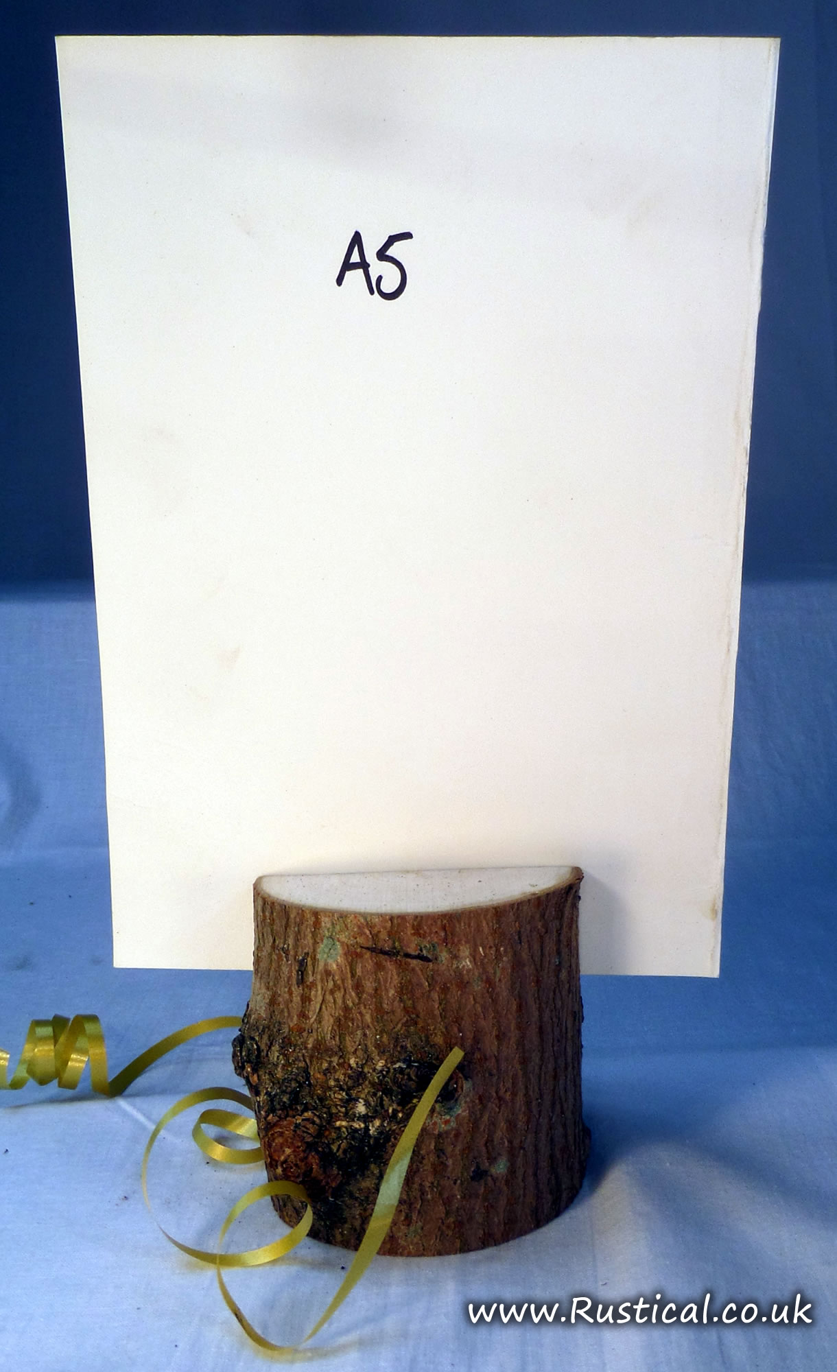 Rustic wooden log A5 menu holder Rustical